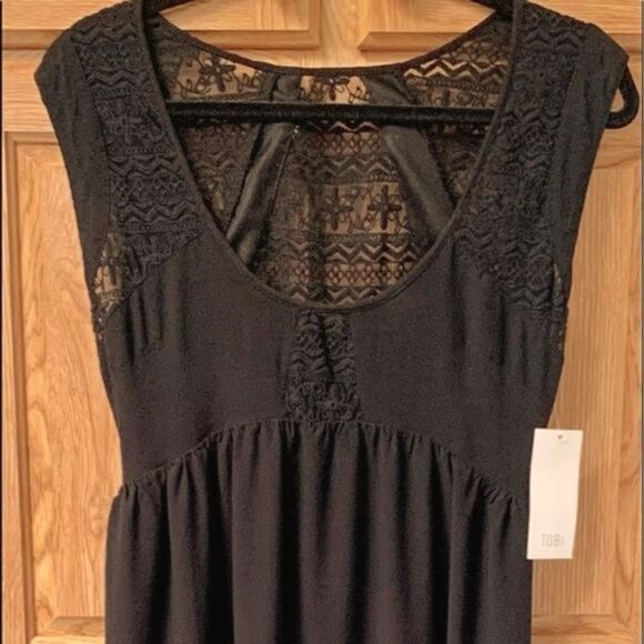 Tobi Women's New Black Lace  Semi-Casual Maxi Dress SIZE M - Picture 2 of 14